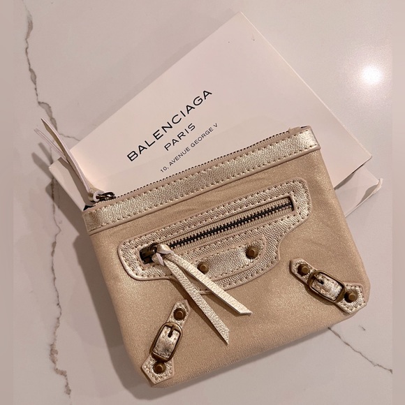 Balenciaga Bags Nib Balenciaga Zipper Canvas And Leather Pouch Poshmark